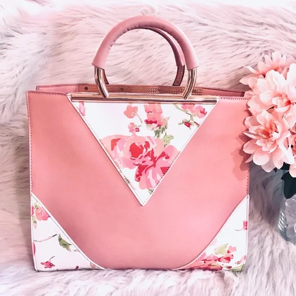 Eight by Under One Sky Pink Floral Handbag - Picture 6 of 9